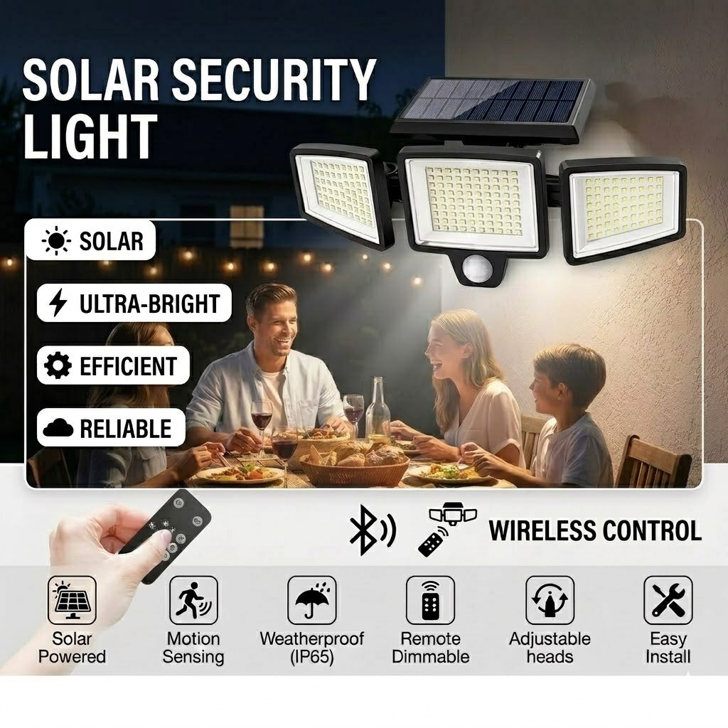 Outdoor Solar 3 Heads Led Wall Lamp Street Lights