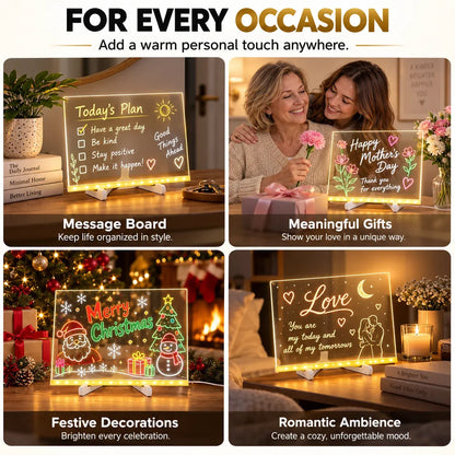Reusable Acrylic LED Message Board Light-Up Writing & Drawing Display