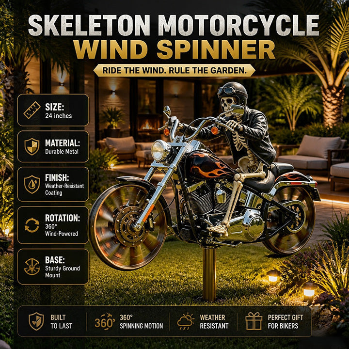 Skull Motorcycle Windmill Spinner
