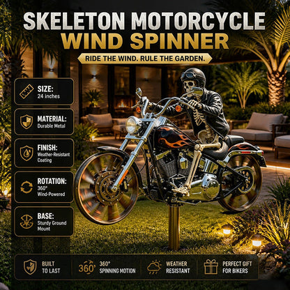 Skull Motorcycle Windmill Spinner