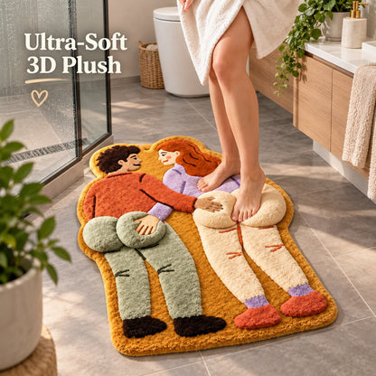 Cheeky Couple 3D Plush Bath Mat Funny Statement Rug
