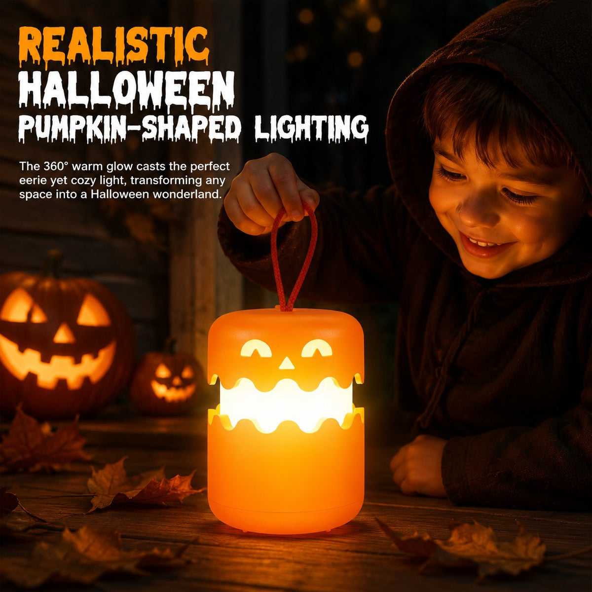 Rechargeable Halloween Pumpkin Lantern Light Collapsible Jack O Lantern