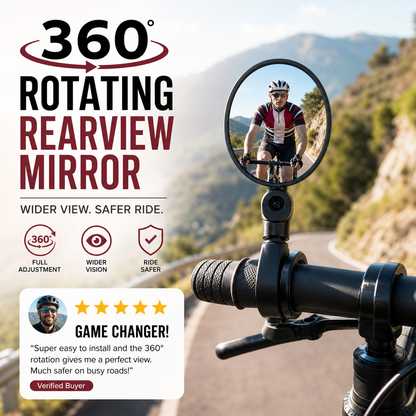 2026! 360 Rotating Rearview Mirror Clear view behind, no more neck twisting. Fits bikes