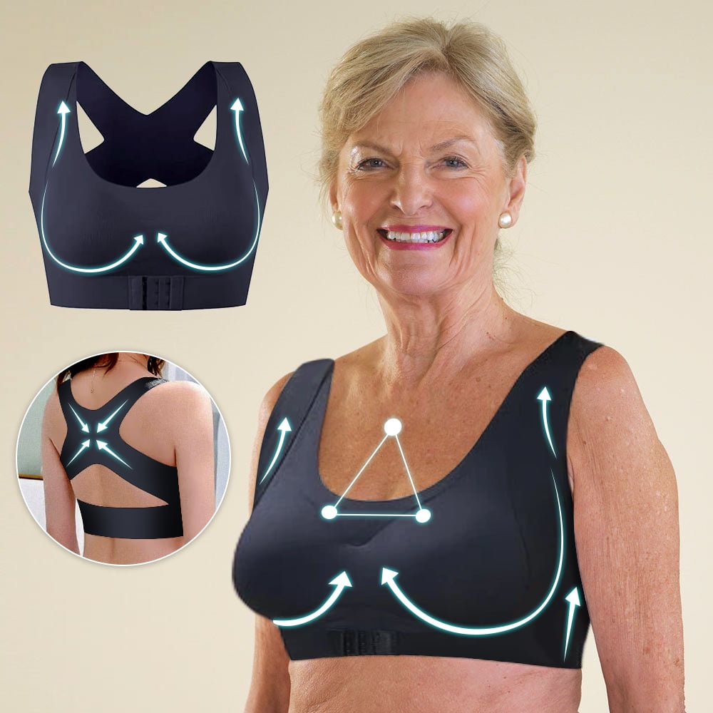NOW! Front Closure Cross-Back Wireless Posture Bra Ultra Push-Up, All-Day Comfort & Natural Lift for a Slimmer