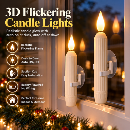 3D Flickering Flameless Window Candle Lights for Cozy Holiday Decor