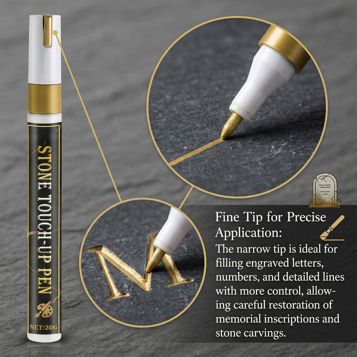 Gold Engraving Marker Restore Faded Inscriptions with Care