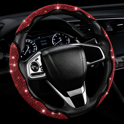 Sparkly Crystal Carbon Fiber Steering Wheel Protection Set