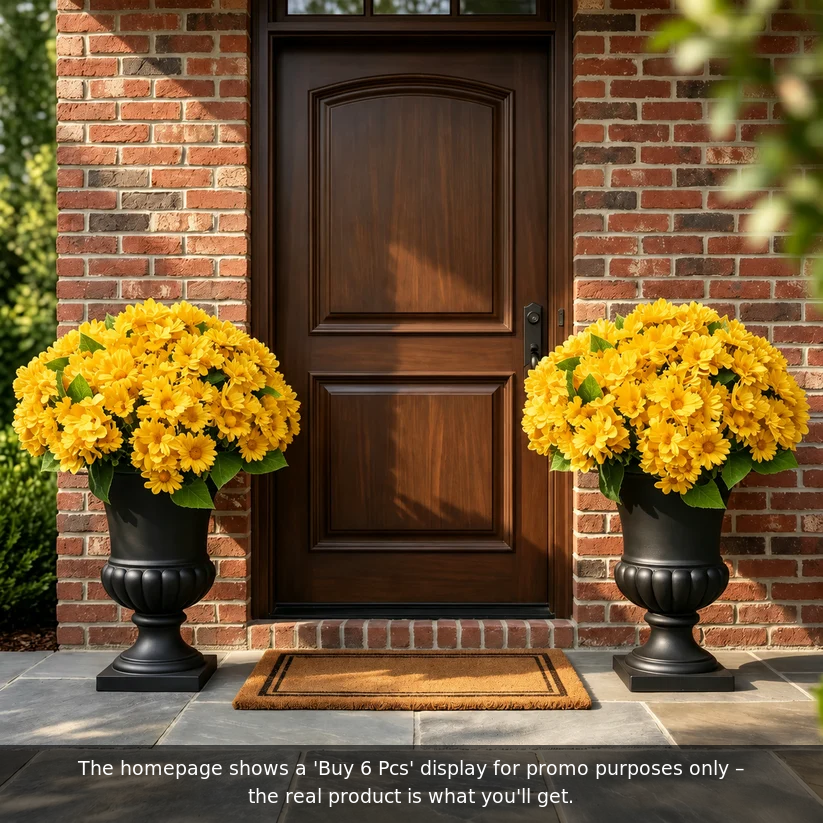 Artificial Outdoor Sunset Mums Flowers - UV resistant, Waterproof, Windproof