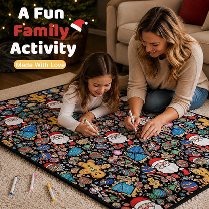 DIY Christmas Coloring Blanket Santa & Gingerbread Man Holiday Throw