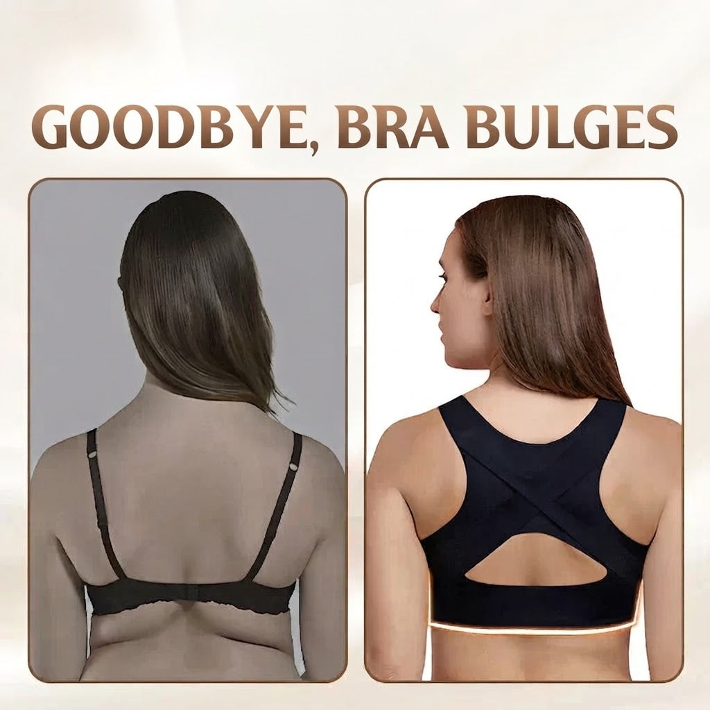 NOW! Front Closure Cross-Back Wireless Posture Bra Ultra Push-Up, All-Day Comfort & Natural Lift for a Slimmer