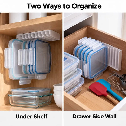 LidLoft 10-Slot Lid Organizer Home Storage Holder for Kitchen Cabinet, Drawer, Shelf, Wall Mount Use