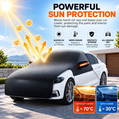 Upgrade 6-Layer Half-Car Protective Cover Snow, Frost, UV & Wind Protection