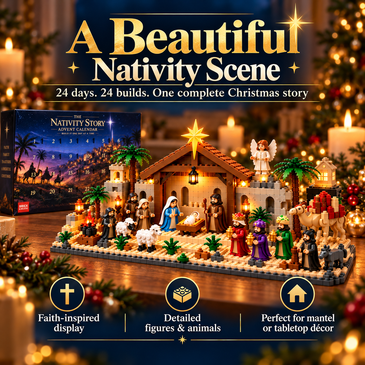 Nativity Building Advent Calendar | 24 Daily Builds to Create a Complete Christmas Scene