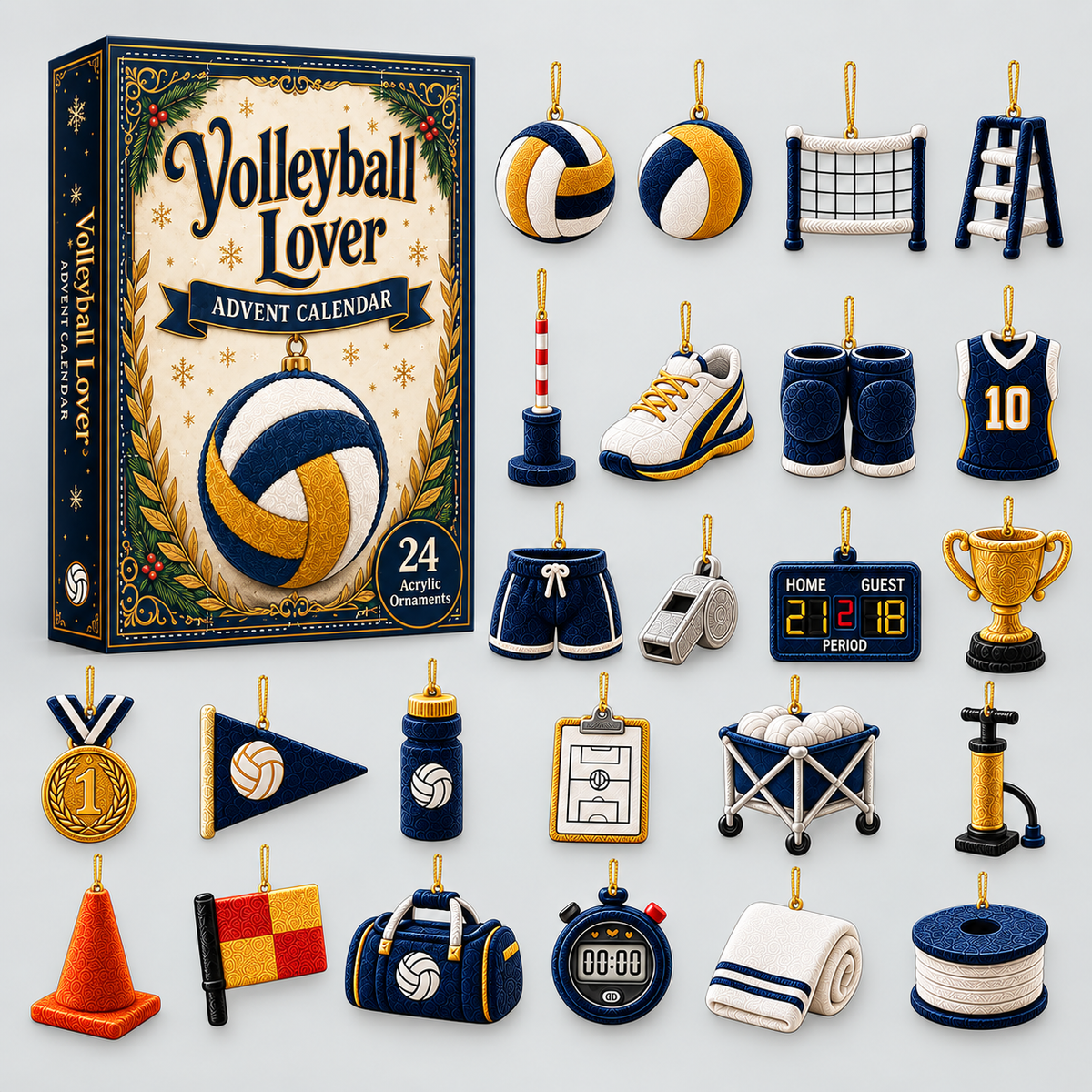 LAST CHANCE 24-Day Volleyball Advent Calendar With 24 Game-Day Ornaments