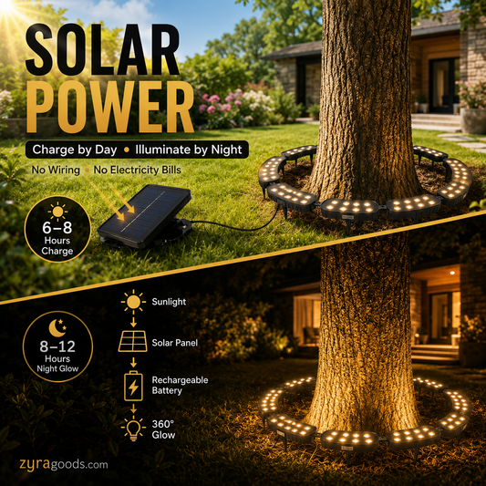 Ring-Shaped Solar Tree Lights Weatherproof Outdoor Spotlights Ideal for Trees, Pillars, and Gardens