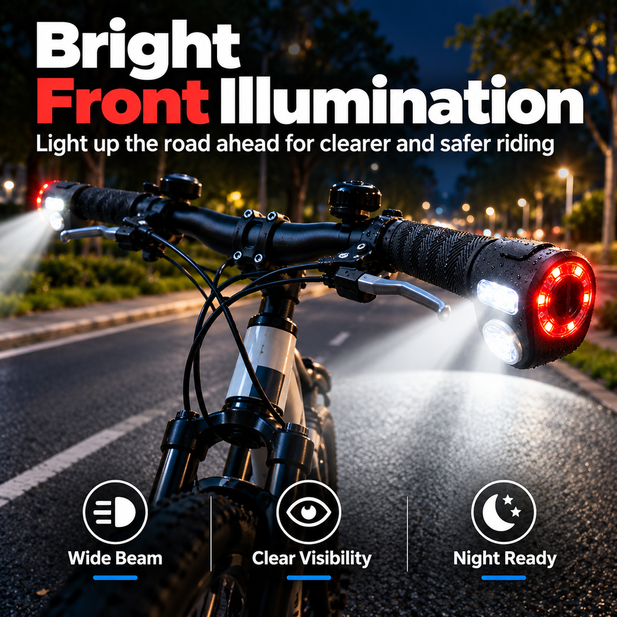 Bike Bar-End Safety Lights (Pair) | USB Rechargeable, Front & Rear Visibility, Hidden Mount
