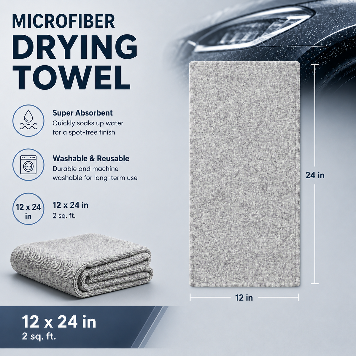 Ultra Absorbent Microfiber Drying Towels Scratch-Free Car Detailing Cloth for Paint, Glass & Trim