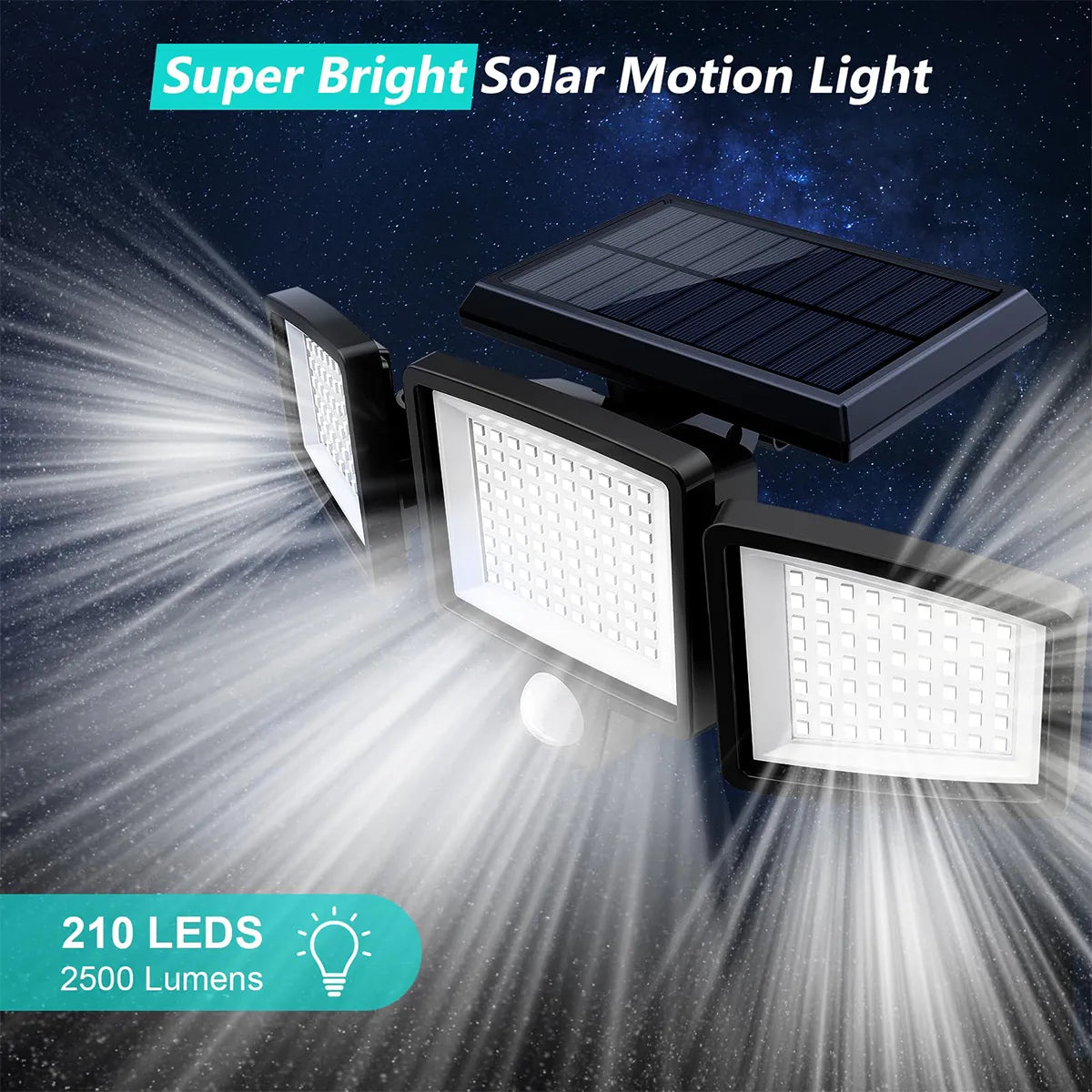 Outdoor Solar 3 Heads Led Wall Lamp Street Lights