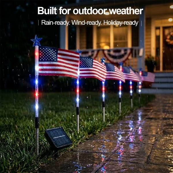 250th Independence Celebration: 8 Solar American Flag Pathway Lights