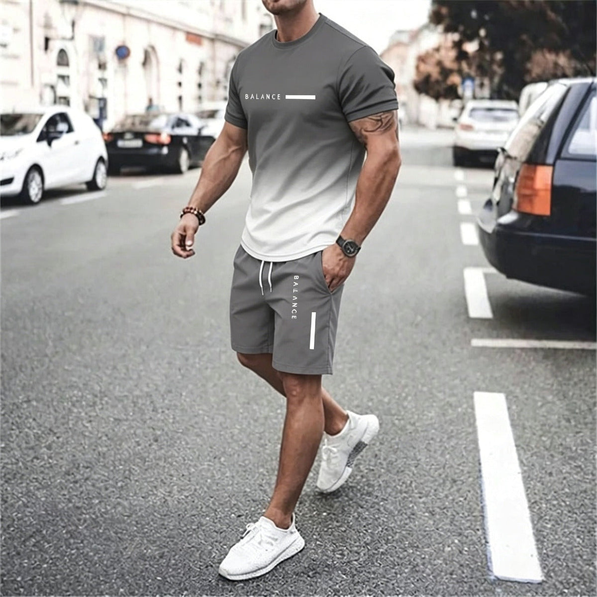 Best Gift For Father's Day Men's Gradient Fitness 2-Piece Set