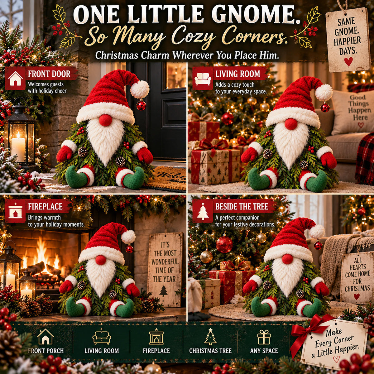 Who Says Gnomes Can't Be Christmas Trees? Adorable Christmas Gnome Porch Decoration
