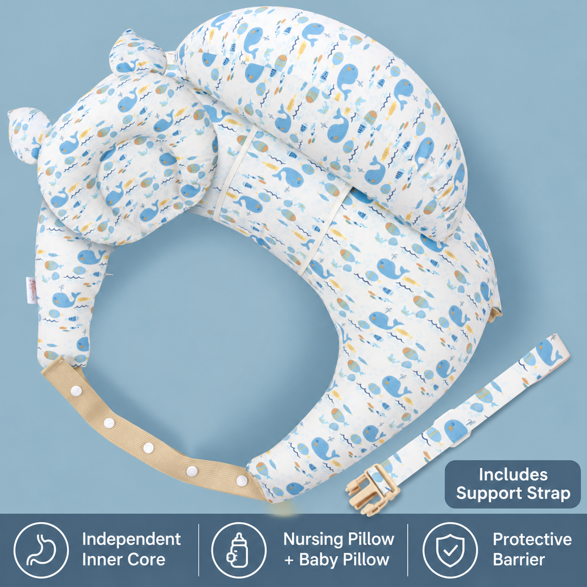 Wearable Nursing Pillow Wraparound Feeding Cushion with Adjustable Strap