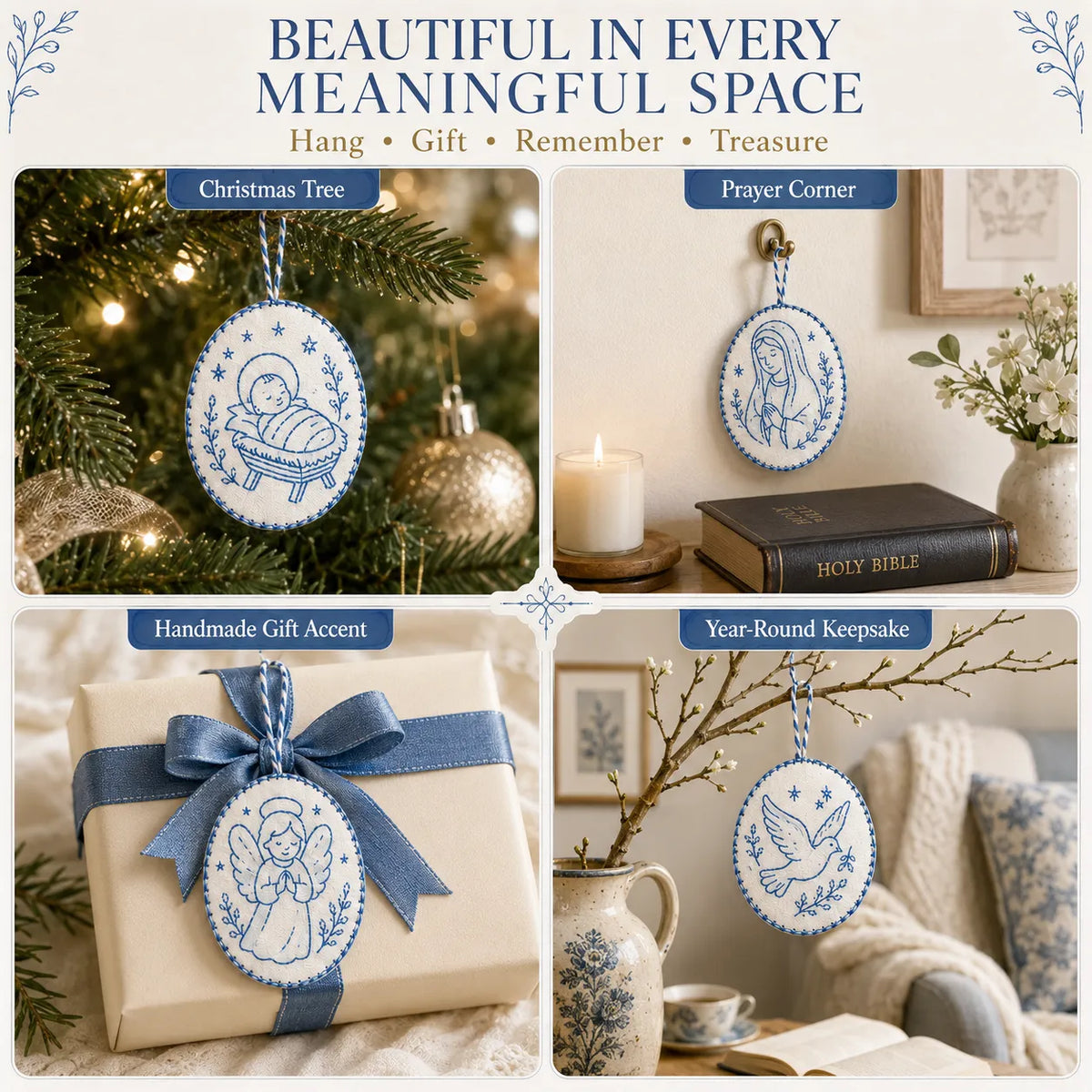 Beginner-Friendly DIY Heirloom Oval Embroidery Ornament Kit Collection