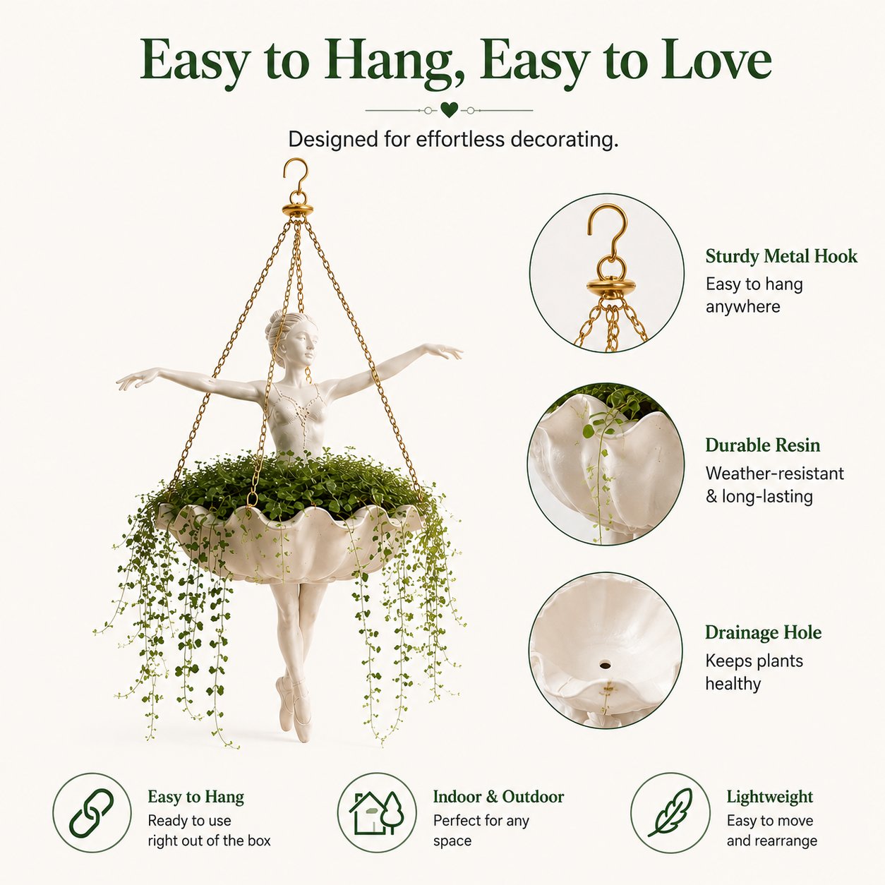 Ballet Dancer Hanging Planter