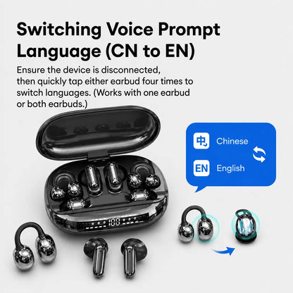 GT699S Bluetooth Wireless Earbuds with Chargeable Power Bank Case, 6 Earbuds, Clip-On Design, Noise Cancellation