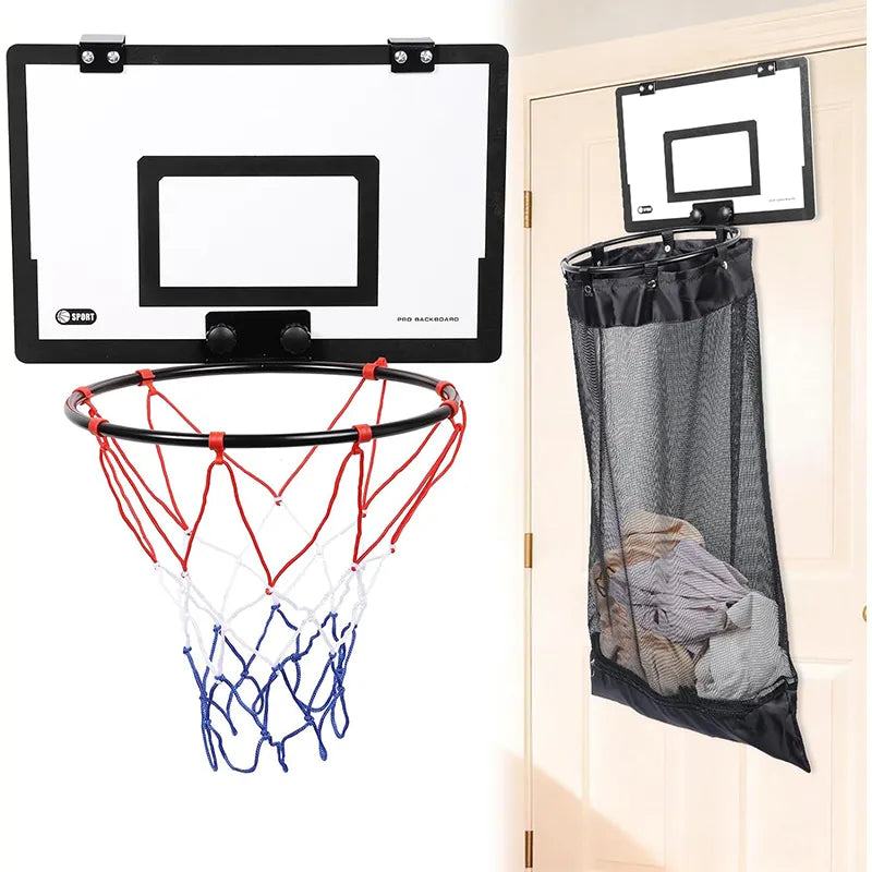 2-in-1 Door Hanging Laundry Basket with Basketball Hoop Fun & Functional Storage!