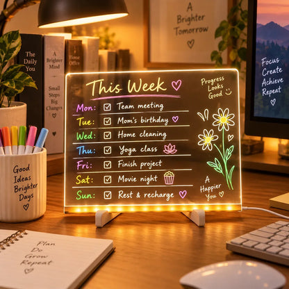 Reusable Acrylic LED Message Board Light-Up Writing & Drawing Display