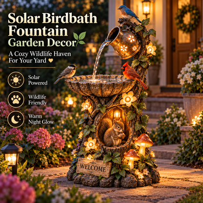 Solar Birdbath Fountain Garden Decor A Cozy Wildlife Haven for Your Yard