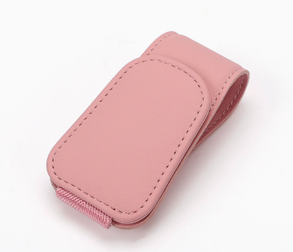 Magnetic Sun Visor Organizer Leather Sunglasses, Card & Ticket Holder