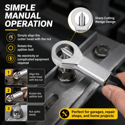 Manual Nut Splitter Extractor | Heavy Duty Steel Rusted Seized Nut Remover for Automotive & DIY Repair