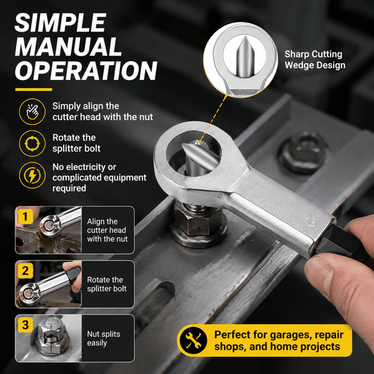 Manual Nut Splitter Extractor | Heavy Duty Steel Rusted Seized Nut Remover for Automotive & DIY Repair