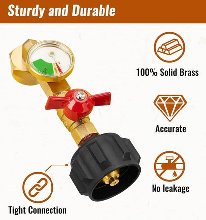 Propane Refill Adapter with Valve & Gauge
