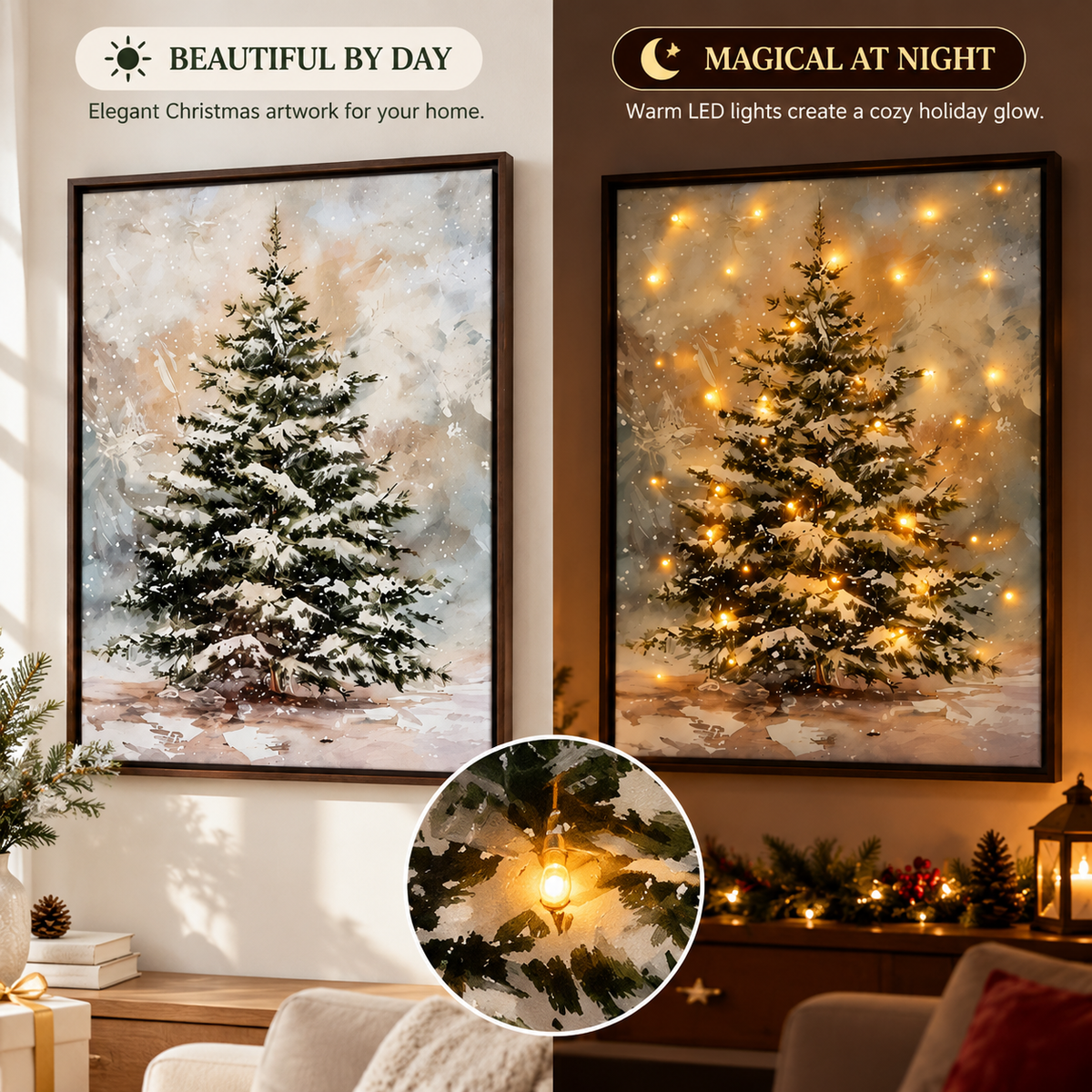 LED Christmas Tree Wall Art Cozy Light Up Holiday Decoration For Home