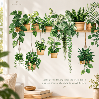 Botanical Shelf Wall Stickers 2-Piece Self-Adhesive Plant Decor