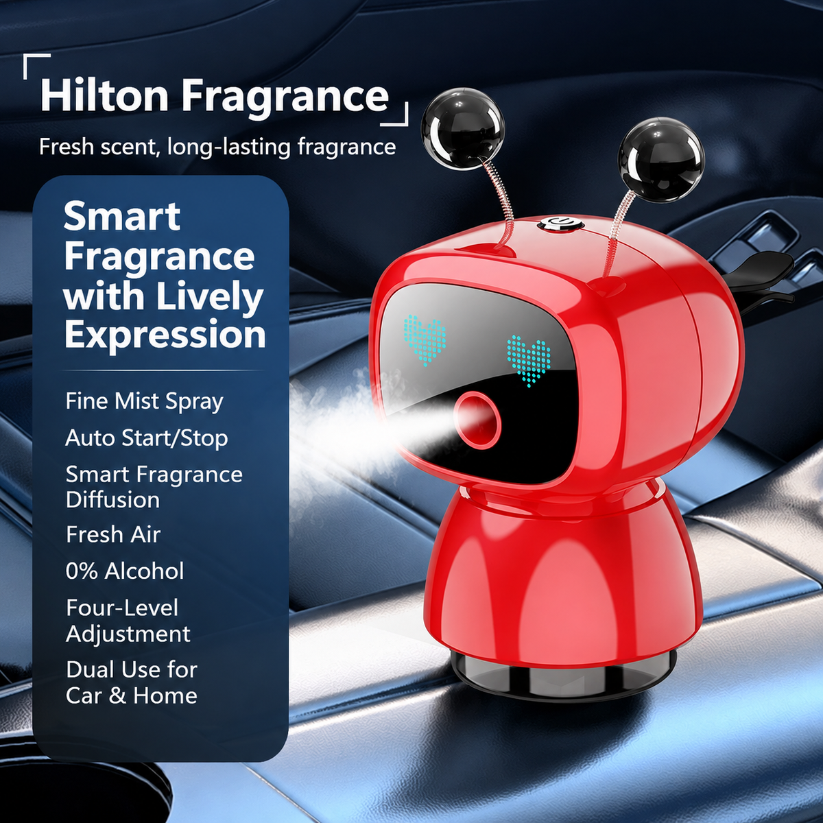 Cute Robot Car Diffuser Auto-Sensing Mist & LED Vent Freshener