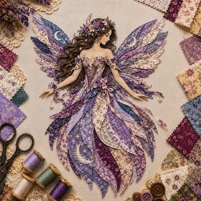 Premium Fairy Patchwork DIY Kit | High-Quality Layered Fabric with Floral Wings DIY Handmade Fantasy Wall Decor