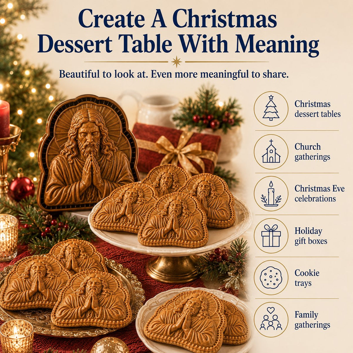 Faith & Nativity Christmas Mini Pie Mold Collection | Reusable Embossed Molds for Shaping Detailed Praying Jesus