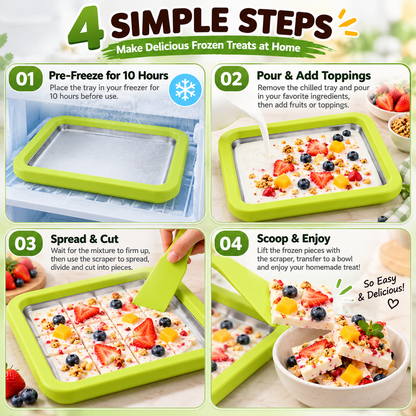 DIY Ice Cream & Frozen Yogurt Maker Pre-Freeze Stainless Steel Tray with Scrapers