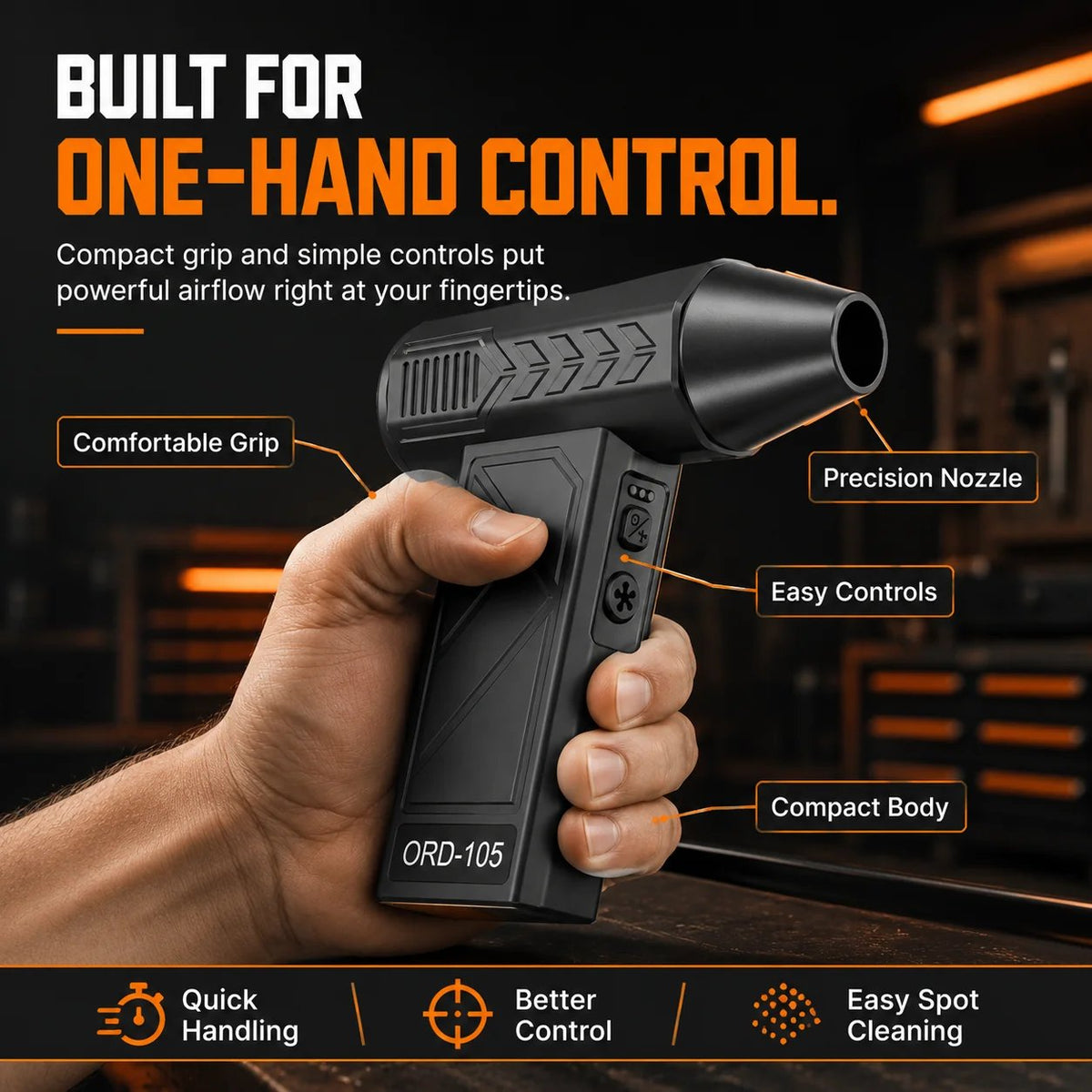 Cordless Turbo Air Duster for Cars, Garages & Workspaces
