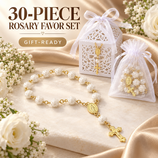 Bulk Rosary Bracelet Pack | 30 Bracelets + 30 Pouches + 30 Gift Boxes + 30 Cards Gifting