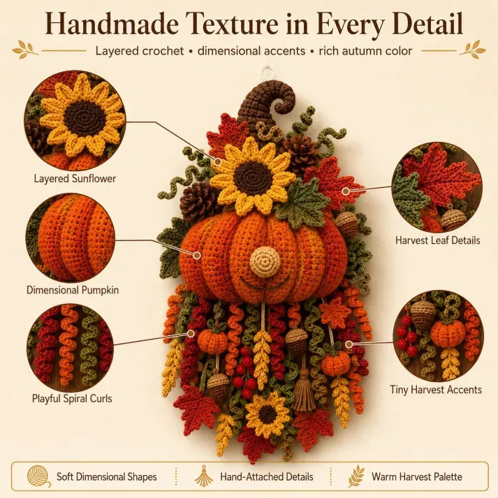 DIY Seasonal 3D Crochet Door Hanger Kit Collection | Coordinated Yarn, Filling