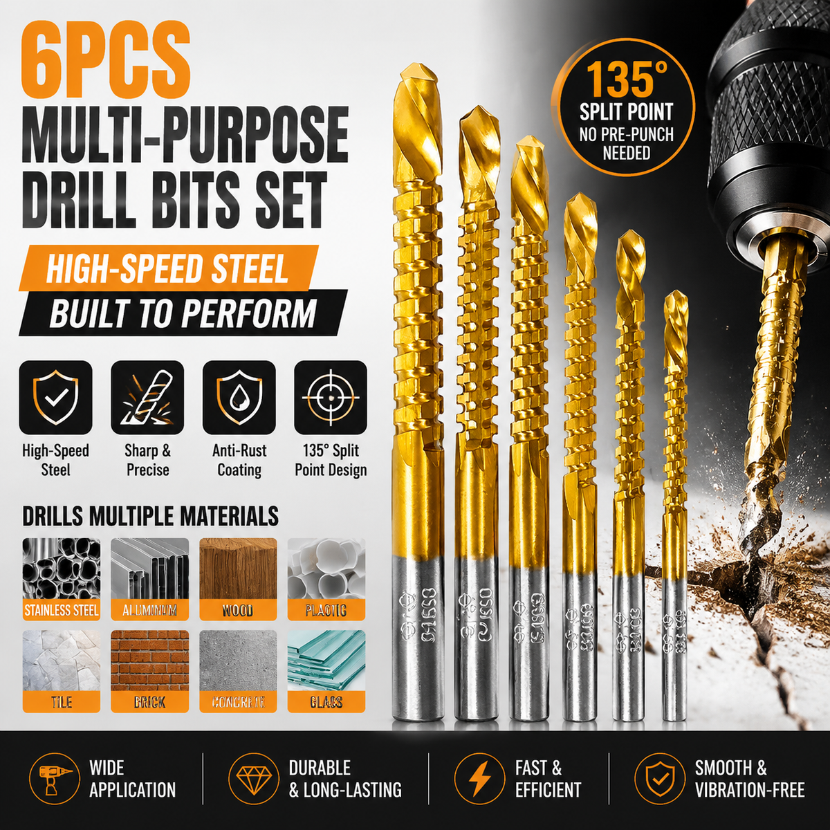 6 Counts Metalworking Ldeal For Drilling