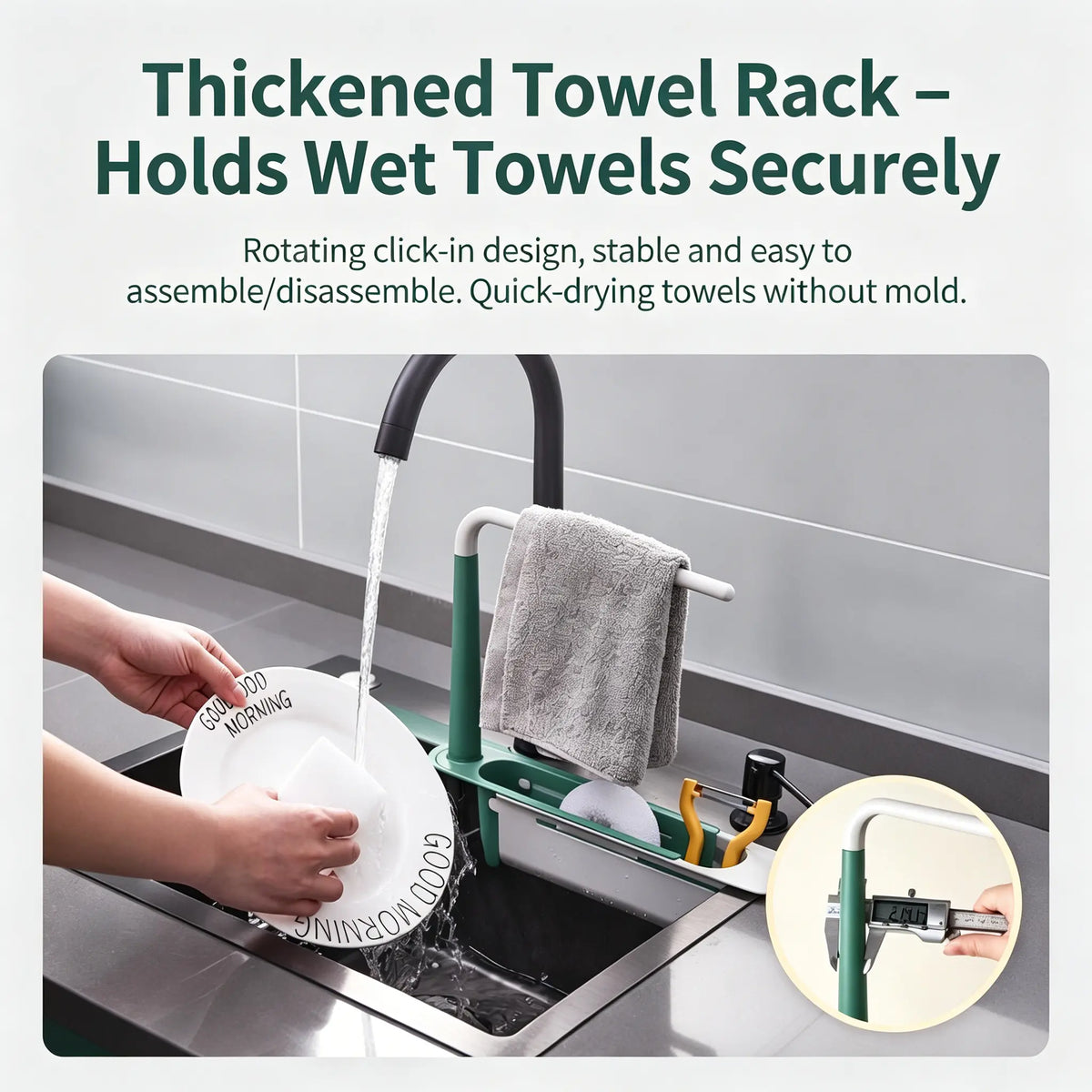 Extendable Sink Organizer with Towel Rack