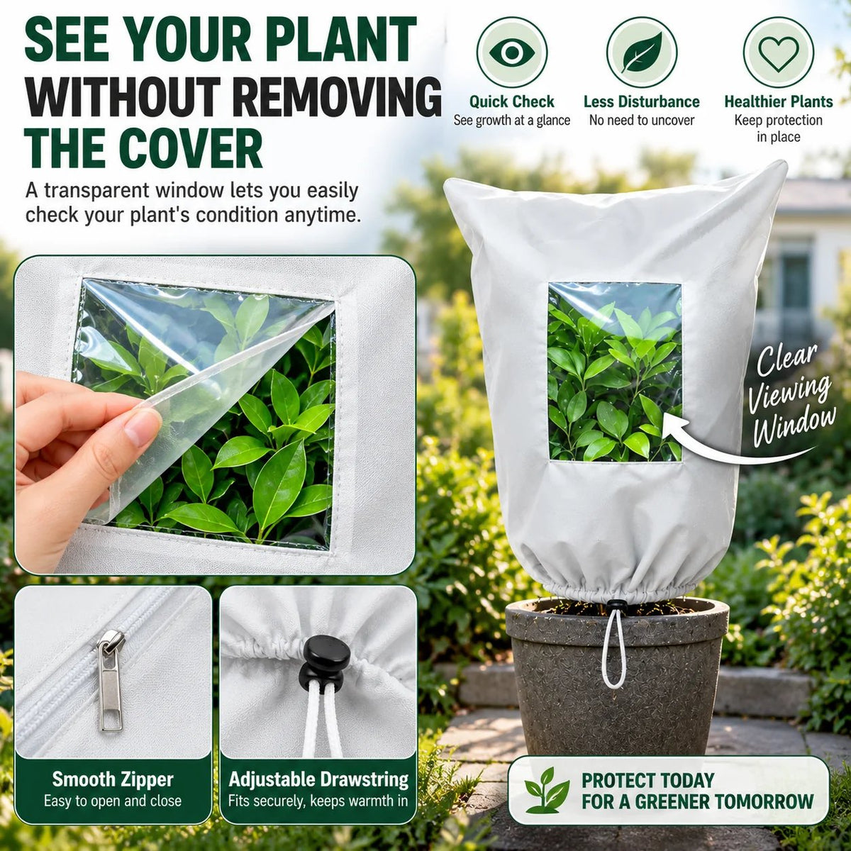 WINTER GARDEN ESSENTIAL | Plant Frost Protection Cover Breathable Reusable Cover for Shrubs, Pots & Young Trees