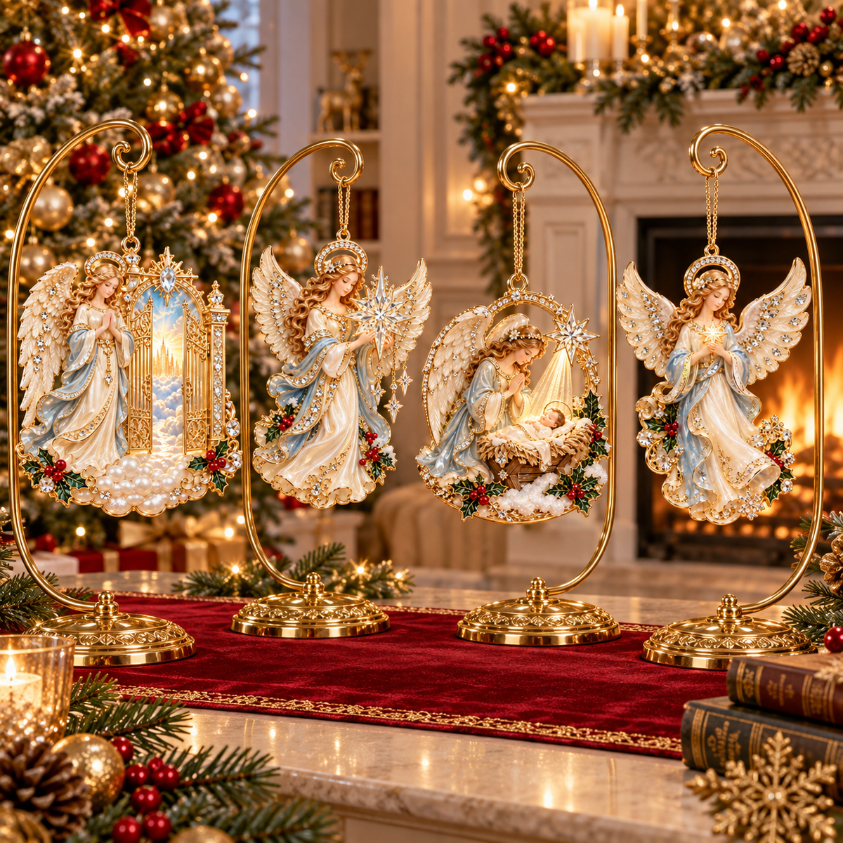 Heavenly Angel Christmas Ornament Crystal Star, Heaven s Gate & Nativity Faith Keepsake Collection