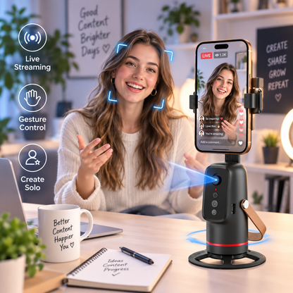 360 Auto Face Tracking Phone Holder Gesture Control Hands-Free Vlogging Stand